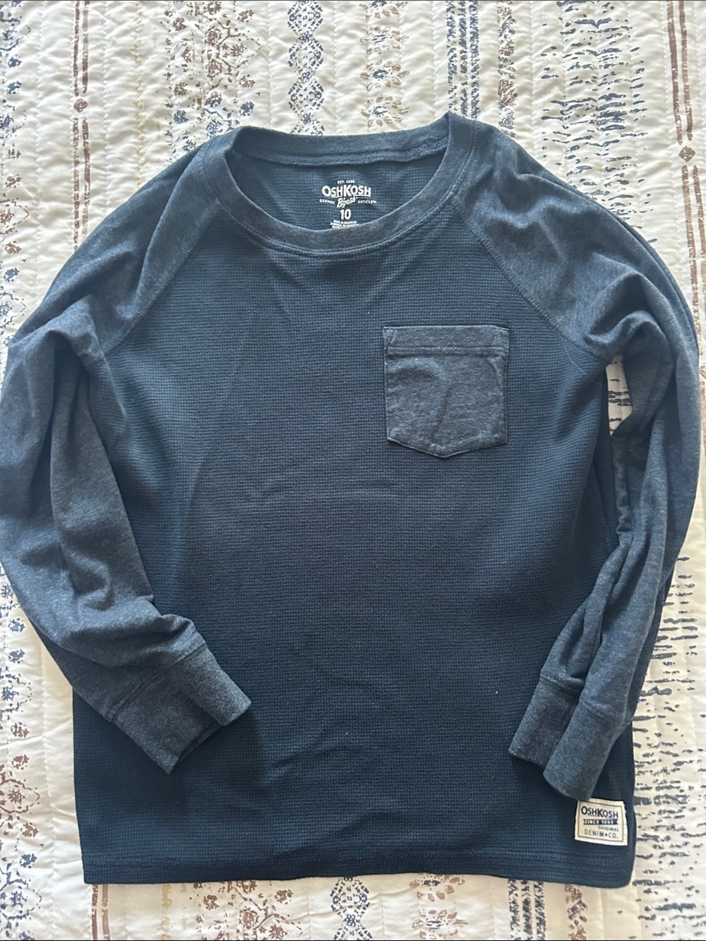 OshKosh B'gosh Navy Waffle-Knit Long Sleeve Tee